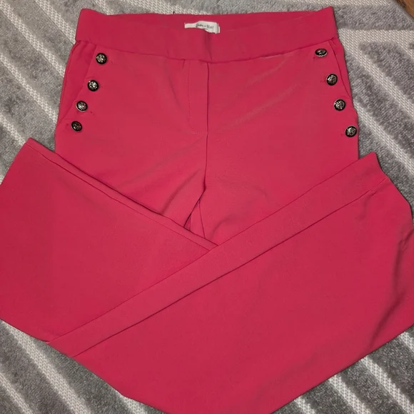 🩷 NWOT High-waisted Wide Leg Trousers in Vibrant Pink - Picture 13 of 15